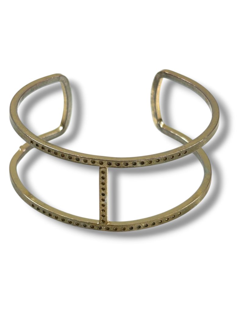 Small Wrist Open Bangle Bracelet Brushed Goldtone 2.1" Inside Diameter