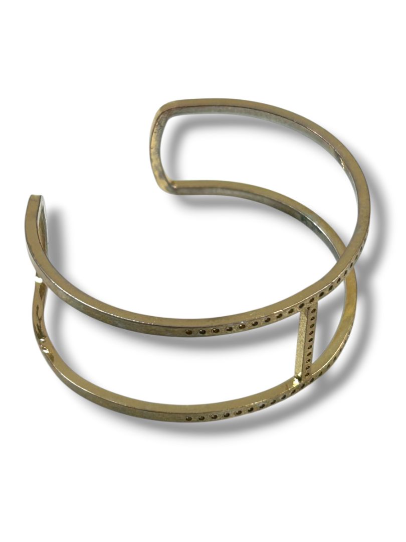 Small Wrist Open Bangle Bracelet Brushed Goldtone 2.1" Inside Diameter