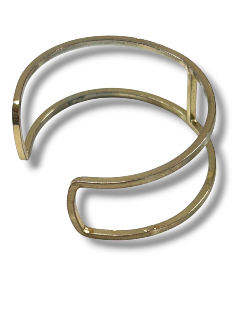 Small Wrist Open Bangle Bracelet Brushed Goldtone 2.1" Inside Diameter