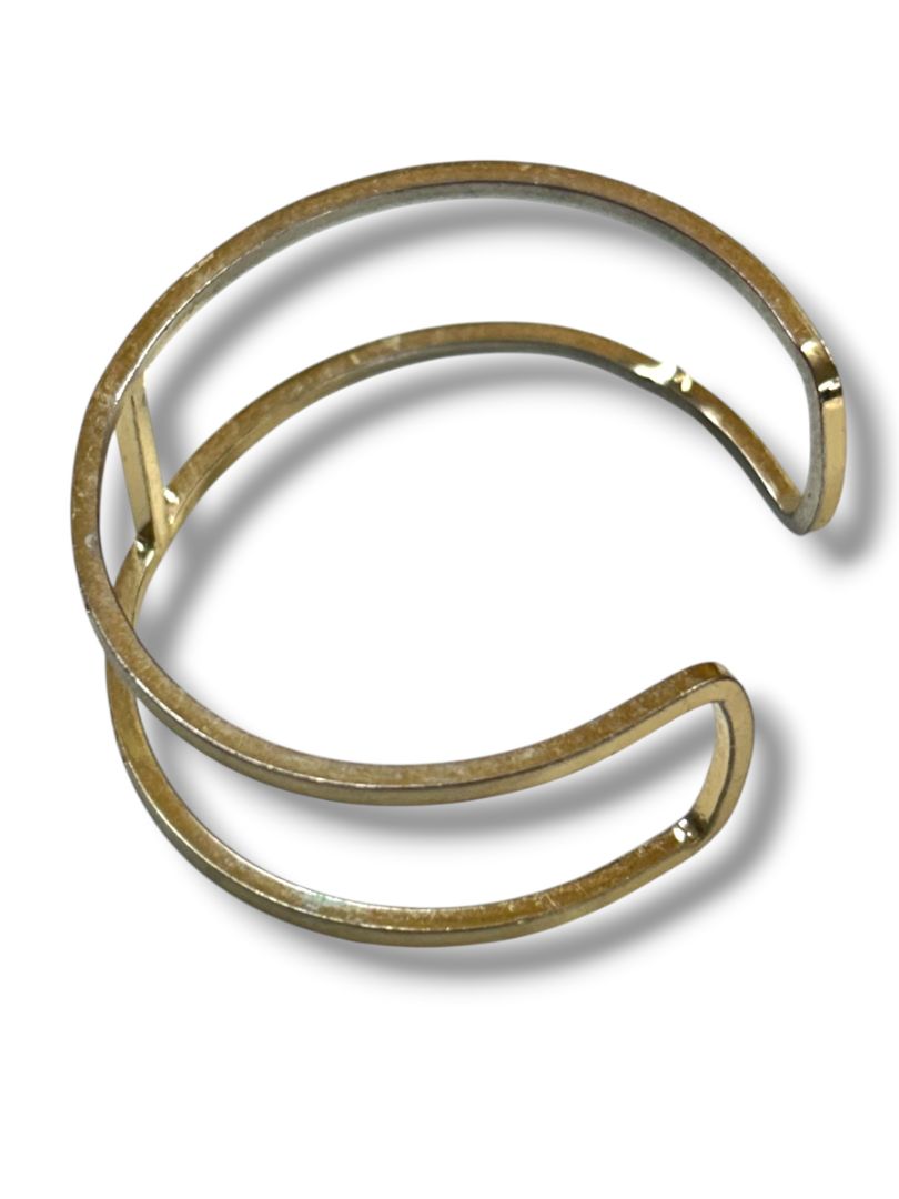 Small Wrist Open Bangle Bracelet Brushed Goldtone 2.1" Inside Diameter
