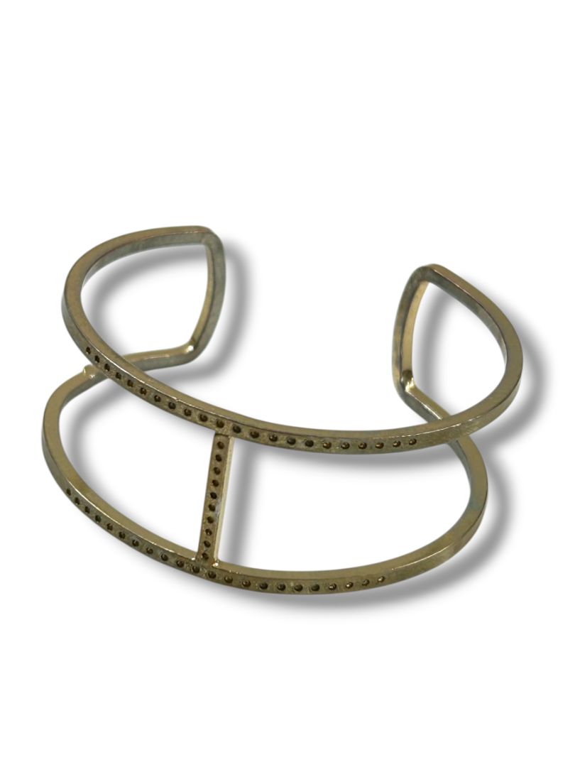 Small Wrist Open Bangle Bracelet Brushed Goldtone 2.1" Inside Diameter