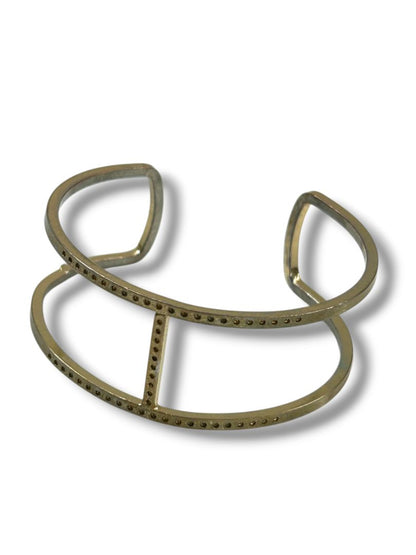 Small Wrist Open Bangle Bracelet Brushed Goldtone 2.1" Inside Diameter