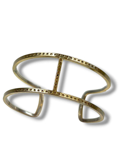 Small Wrist Open Bangle Bracelet Brushed Goldtone 2.1" Inside Diameter