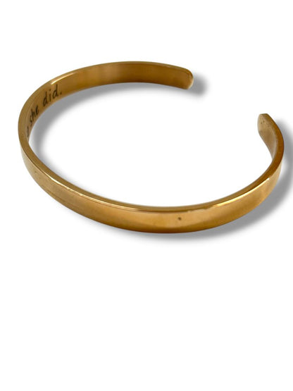 Small Open Bangle Bracelet Copper Color "She Believed She Could . . ."