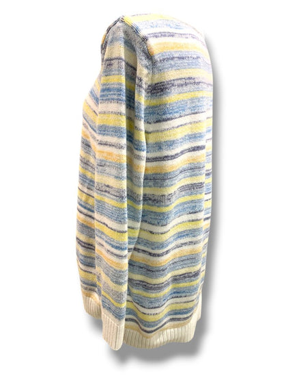 Size 1X T by Talbots Womens Striped Pullover Sweater Yellow Blue Cream