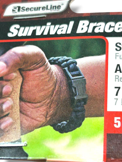 Small (7") SecureLine Survival Bracelet Clip Red Black 5-6ft Rope New