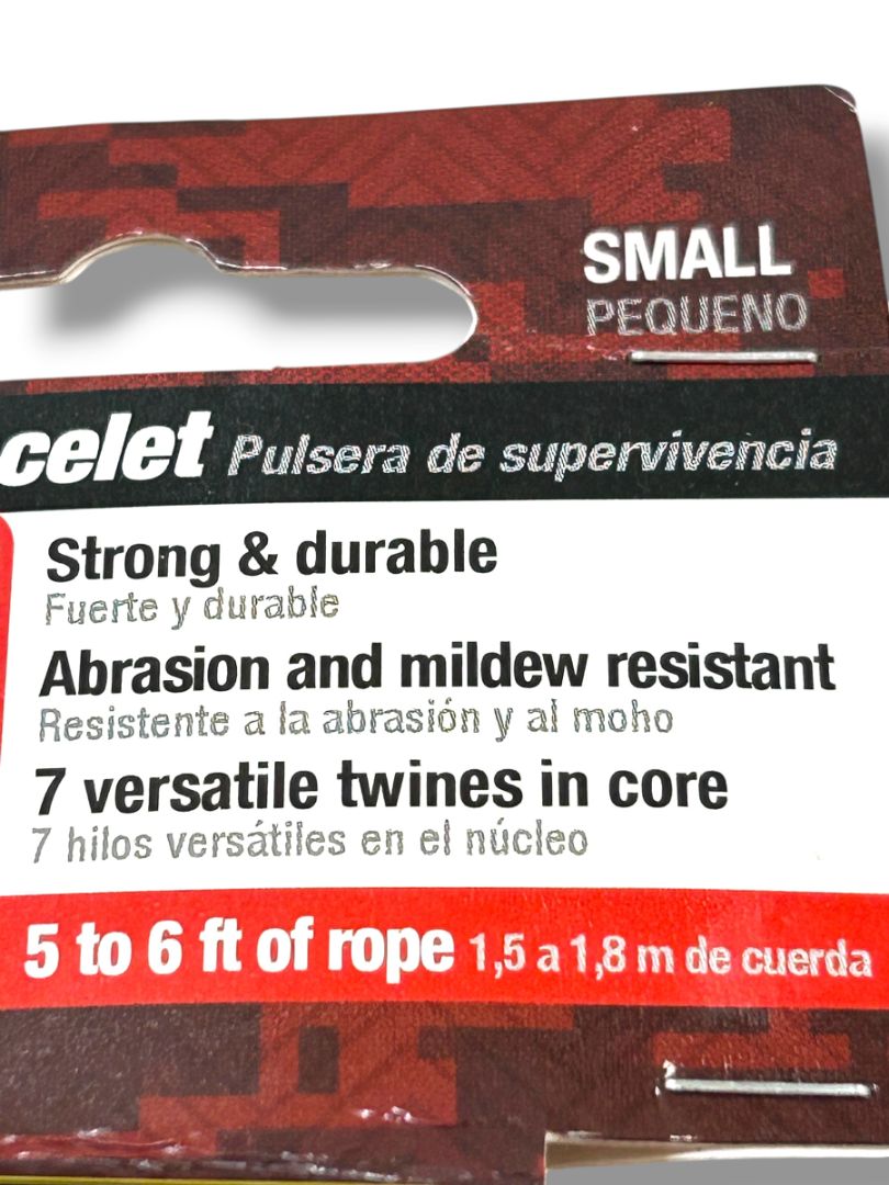 Small (7") SecureLine Survival Bracelet Clip Red Black 5-6ft Rope New