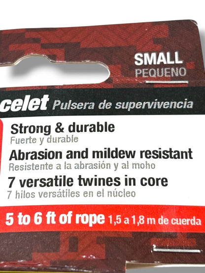 Small (7") SecureLine Survival Bracelet Clip Red Black 5-6ft Rope New
