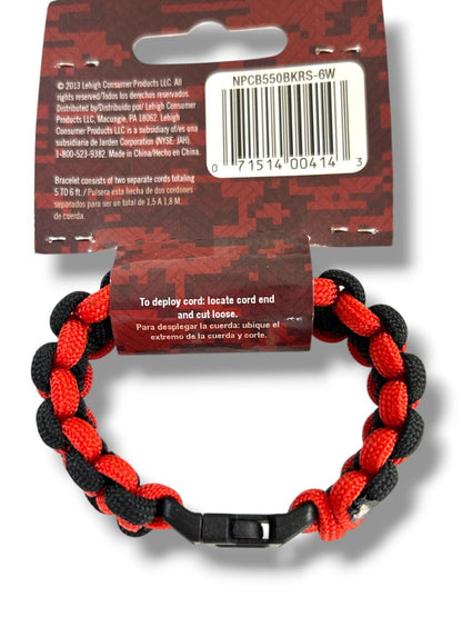 Small (7") SecureLine Survival Bracelet Clip Red Black 5-6ft Rope New