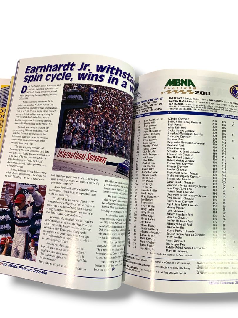 Souvenir Magazine Nascar Dover Downs June 5-6 1999 MBNA Platinum 200/400