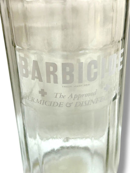 Vintage King Research Barbicide Disinfectant Glass Jar Container Salon Barber