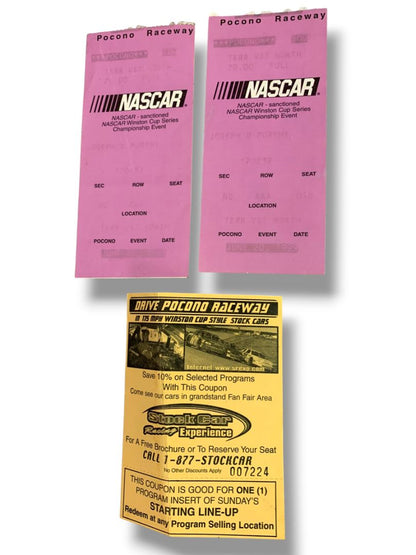 June 20 1999 Nascar Pocono Raceway Tickets and Promotional Magazine Inside
