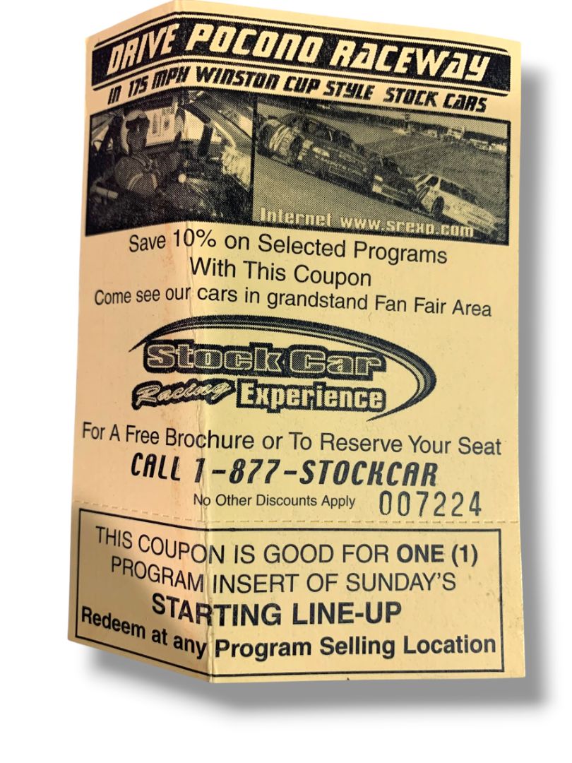 June 20 1999 Nascar Pocono Raceway Tickets and Promotional Magazine Inside