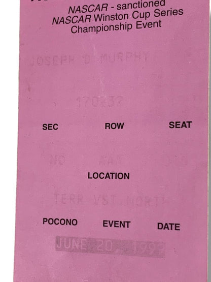 June 20 1999 Nascar Pocono Raceway Tickets and Promotional Magazine Inside