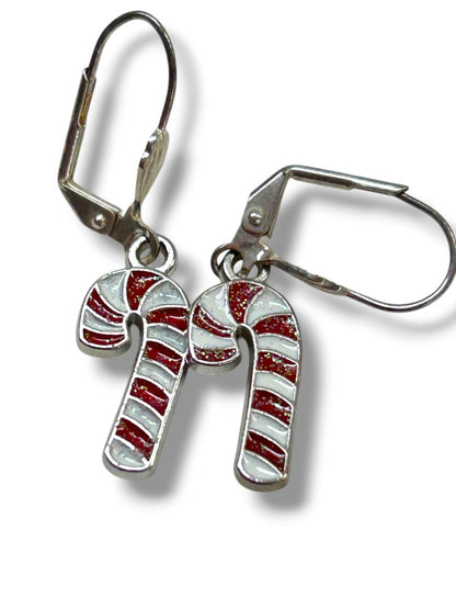 7 Pair Pierced Holiday Christmas Earrings Bells Wreath Candycane Mistletoe