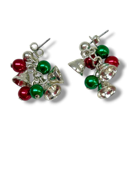 6 Pair Holiday Christmas Pierced Earrings Trees Bells Santa