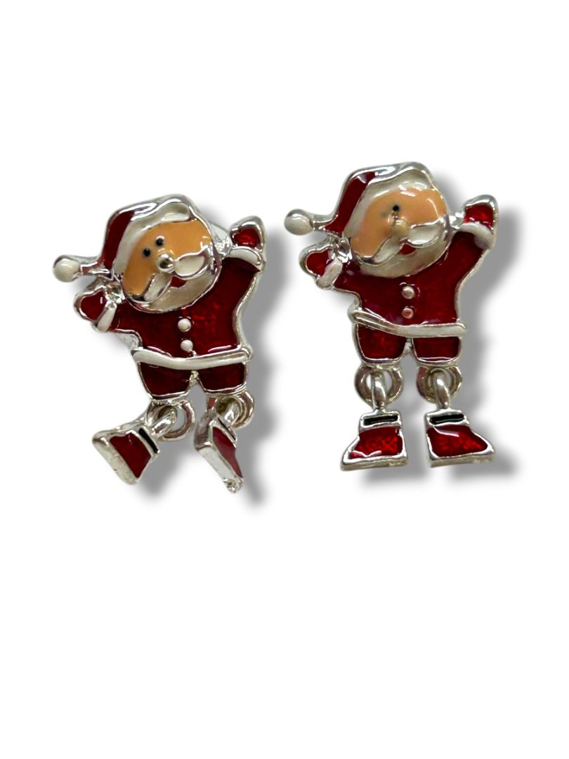 6 Pair Holiday Christmas Pierced Earrings Trees Bells Santa