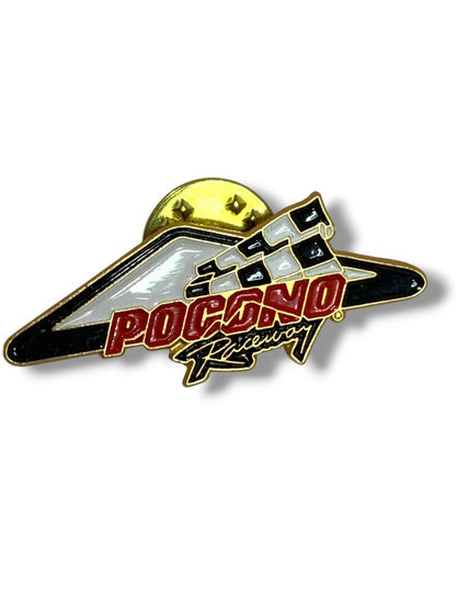 Lapel Pin 1.5" Pocono Raceway Flag Triangle Goldtone