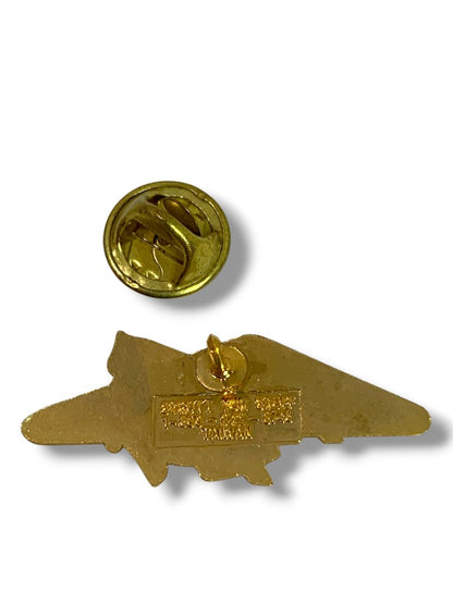Lapel Pin 1.5" Pocono Raceway Flag Triangle Goldtone