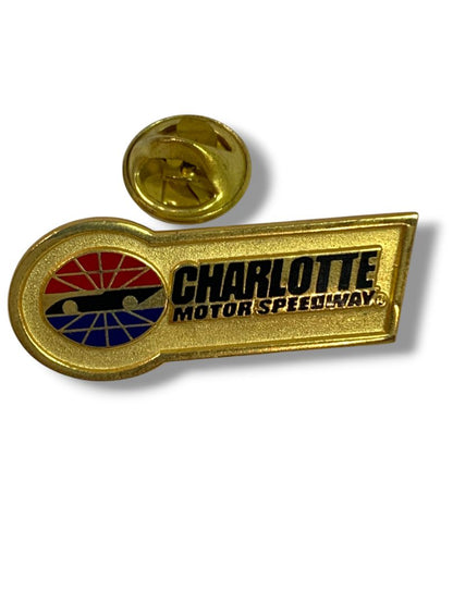 Lapel Pin 1.2" Charlotte Motor Speedway Goldtone Red Blue