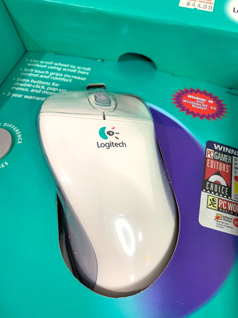 Vintage Logitech MouseMan Wheel New Retro Windows 95 & Windows NT 4.0
