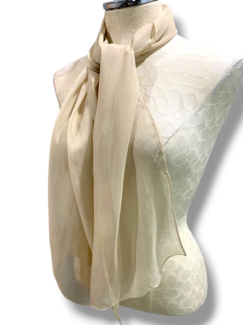 Sheer Tan Beige Scarf  14" x 57" Summer Lightweight