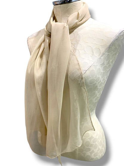Sheer Tan Beige Scarf  14" x 57" Summer Lightweight
