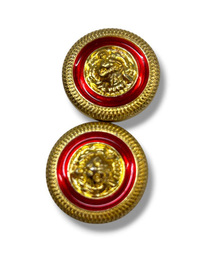 Set of 8 Vintage Goldtone Button Covers 1.2" Diameter Red Yellow Green Purple
