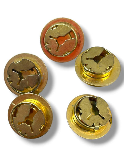 Set of 8 Vintage Goldtone Button Covers 1.2" Diameter Red Yellow Green Purple