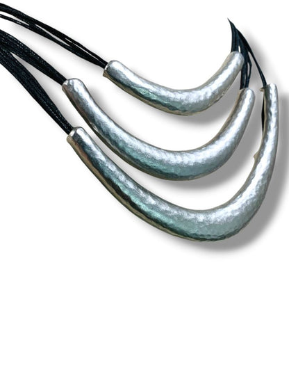 J.Jill Silvertone Hammered Tiered Necklace Drop 7-9"