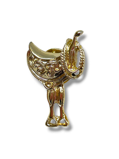 2 Vintage Avon Lapel Pins Goldtone Heart 1" Saddle 1.2"