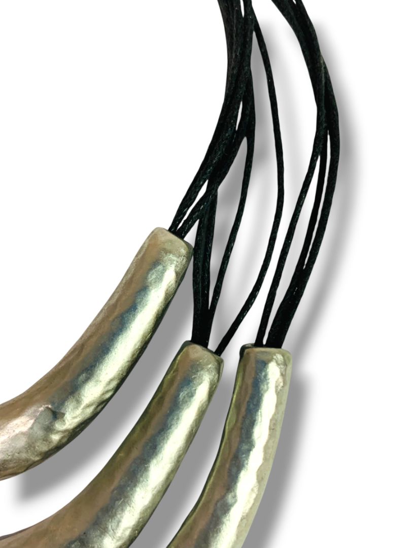 J.Jill Silvertone Hammered Tiered Necklace Drop 7-9"