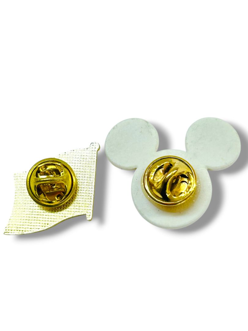 2 Lapel Pins American Flag 1" Mouse Ears Flag 1.25"