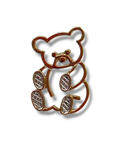 2 Goldtone Lapel Pins Snow Girl Faux Pearl 1.25" Teddy Bear 1"