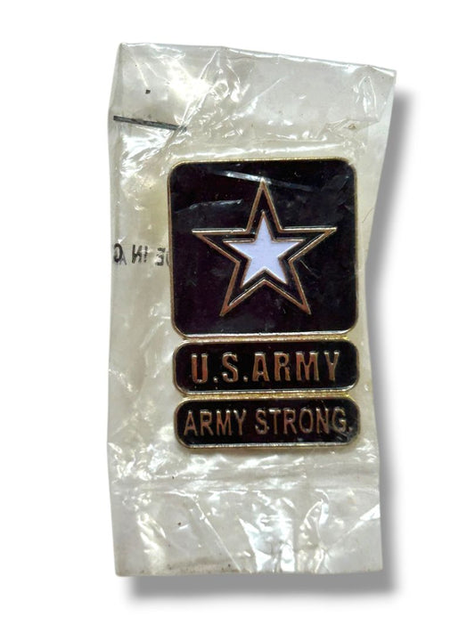 Lapel Pin US Army Strong New 1.25" Star Goldtone Navy Blue