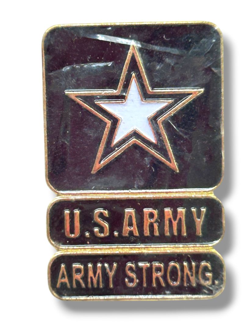 Lapel Pin US Army Strong New 1.25" Star Goldtone Navy Blue