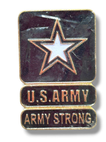 Lapel Pin US Army Strong New 1.25" Star Goldtone Navy Blue