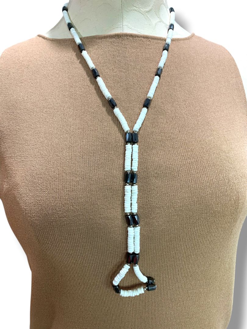 White Puka Bead and Magnetic 30" Strand Convertible Jewelry Bracelet Necklace