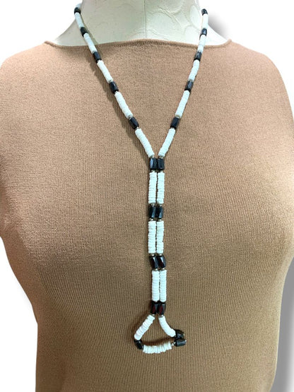 White Puka Bead and Magnetic 30" Strand Convertible Jewelry Bracelet Necklace