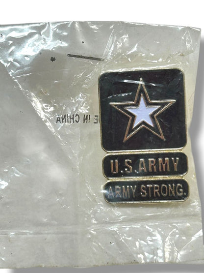 Lapel Pin US Army Strong New 1.25" Star Goldtone Navy Blue