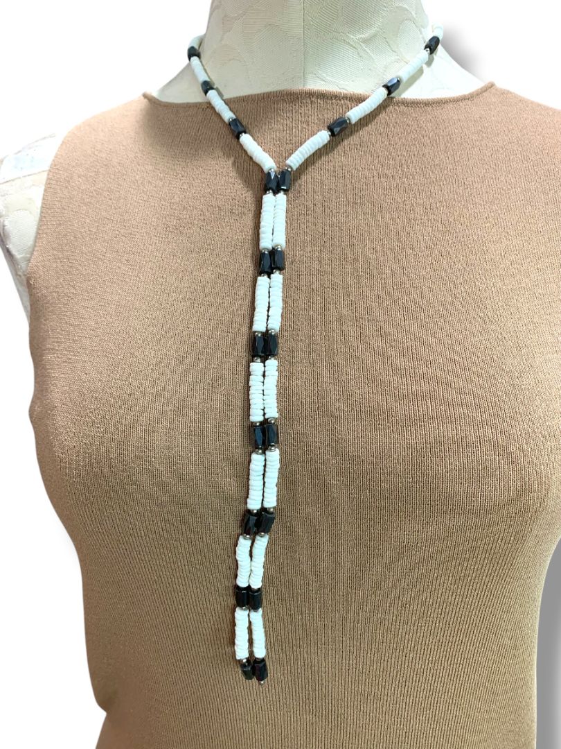 White Puka Bead and Magnetic 30" Strand Convertible Jewelry Bracelet Necklace