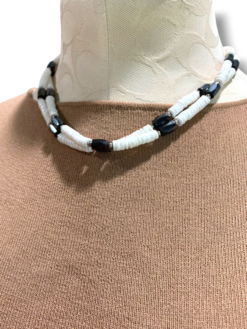 White Puka Bead and Magnetic 30" Strand Convertible Jewelry Bracelet Necklace