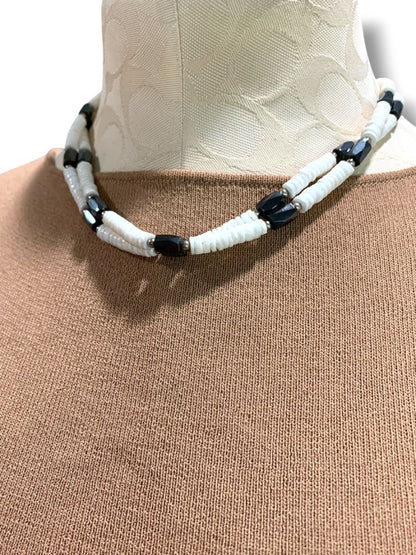 White Puka Bead and Magnetic 30" Strand Convertible Jewelry Bracelet Necklace