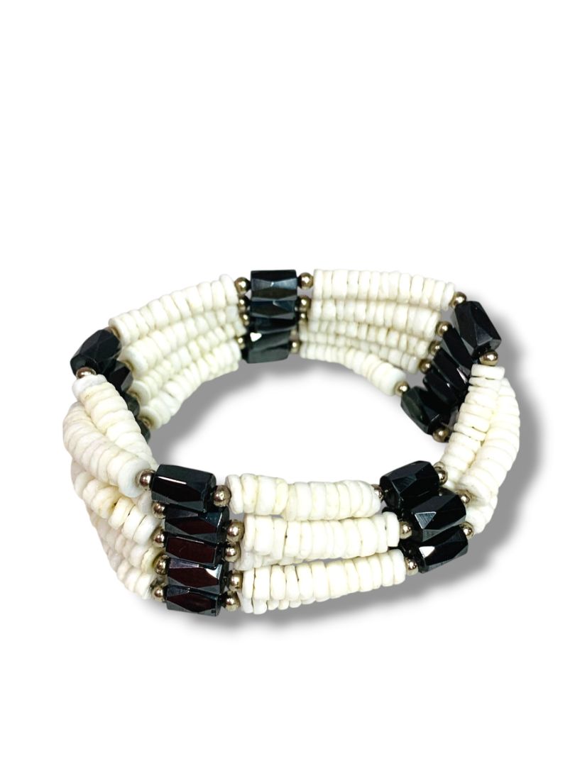 White Puka Bead and Magnetic 30" Strand Convertible Jewelry Bracelet Necklace