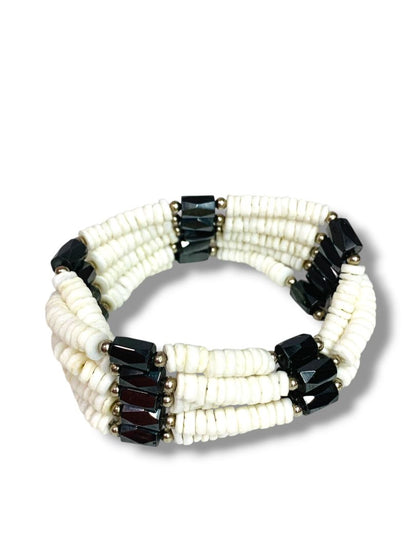 White Puka Bead and Magnetic 30" Strand Convertible Jewelry Bracelet Necklace