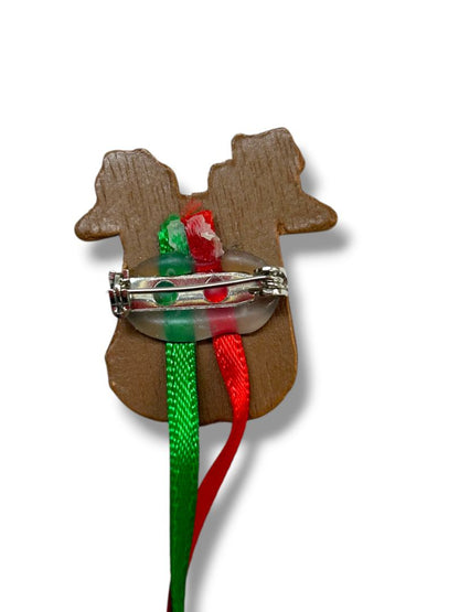 Lot of 3 Holiday Christmas Brooch Pins Snowman Reindeer Tree 1.75"