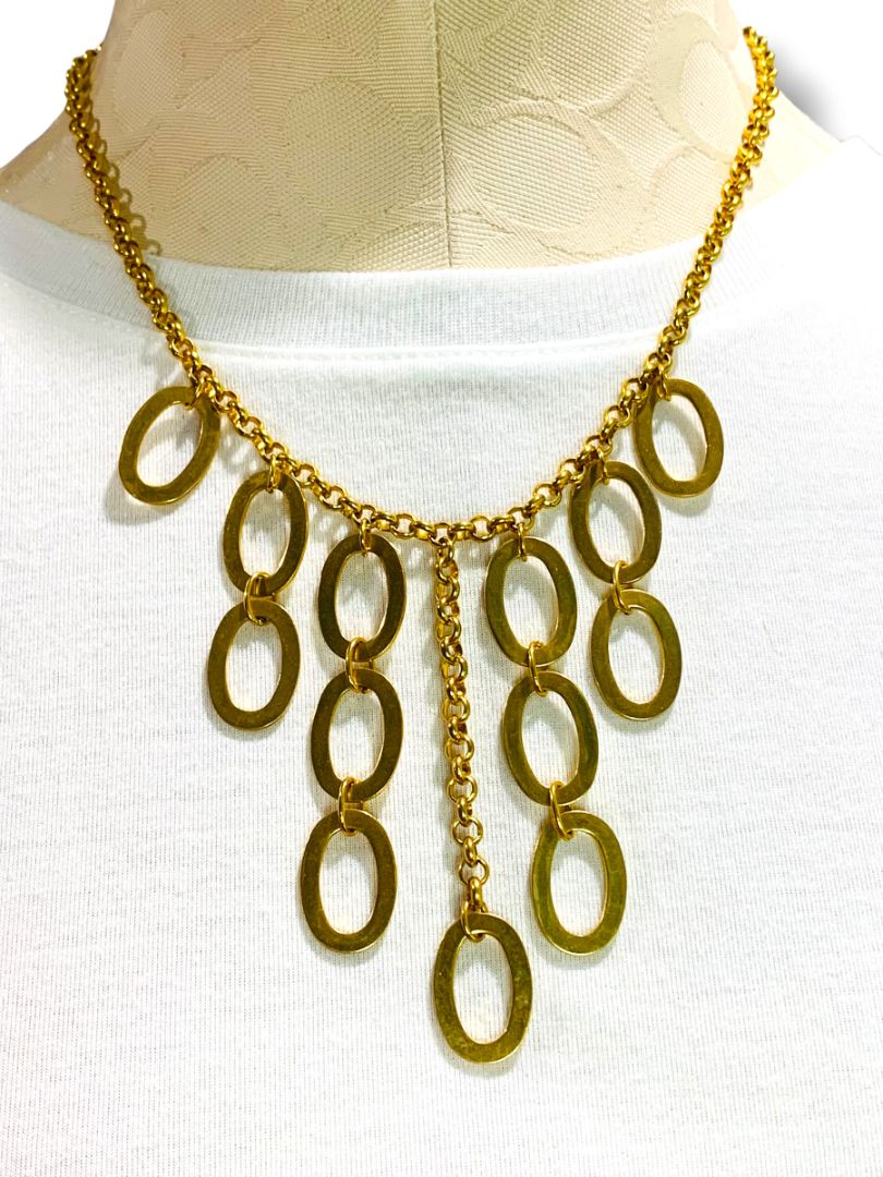 Vintage Joan Rivers Goldtone Necklace Circle Drop 16" +3" Extender