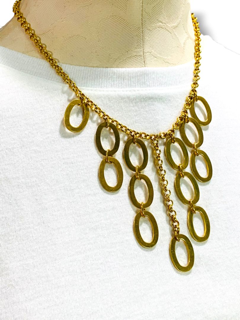Vintage Joan Rivers Goldtone Necklace Circle Drop 16" +3" Extender