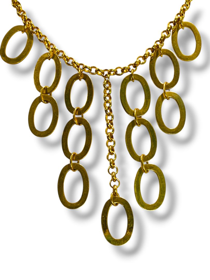 Vintage Joan Rivers Goldtone Necklace Circle Drop 16" +3" Extender