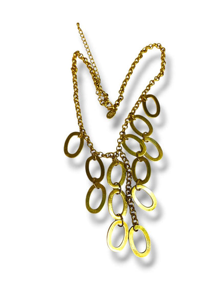Vintage Joan Rivers Goldtone Necklace Circle Drop 16" +3" Extender